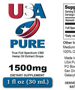 USA Pure CBD - 1500mg Full Spectrum CBD Oil label