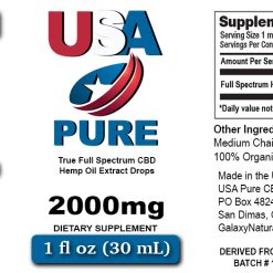 USA Pure CBD oil 2000mg bottle label