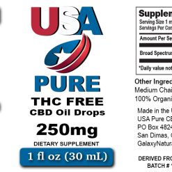 USA Pure CBD - 250mg THC Free CBD Oil label