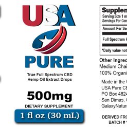USA Pure CBD oil 500mg bottle label