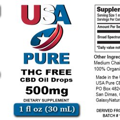 USA Pure CBD - 500mg THC Free CBD Oil label