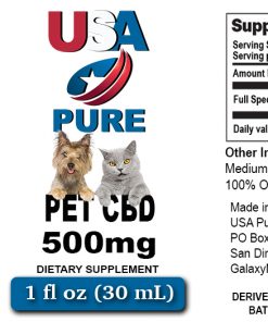 USA Pure 500mg Pet CBD Oil Label