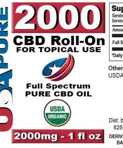 Topical CBD Oil 2000mg - USA Pure CBD bottle label